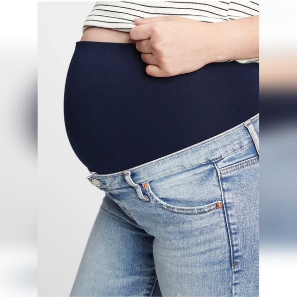 GAP:Maternity True Waistband ADORABLE Distressed Skinny Jeans, Lt Indigo, NWOT - Picture 3 of 14